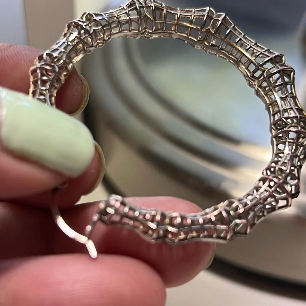 Silver Hoop Earrings - Picture 4 of 11